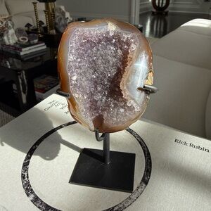 Amethyst and Agate Geode on Stand